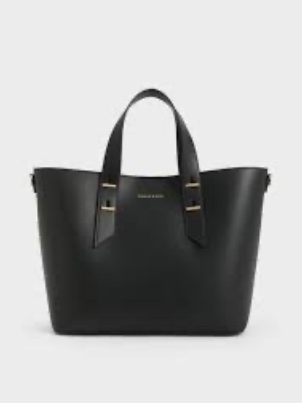 Charles & Keith Black Standard Shania Tote Red Lined Bag Purse - Like new!